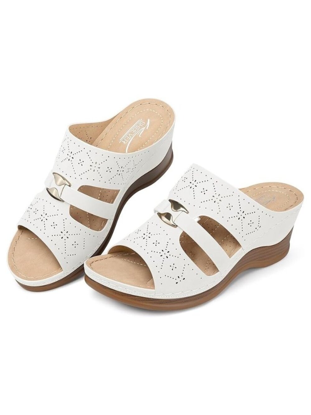 SHIBEVER Wedge Sandals for Women Hollow Out Slip On Platform Size 11.5